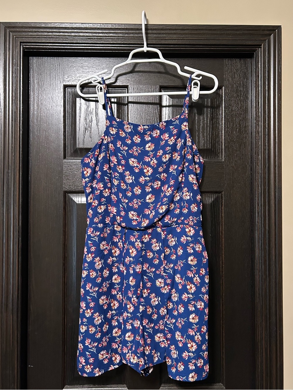 Women’s Blue Floral Spaghetti-Strap Skort